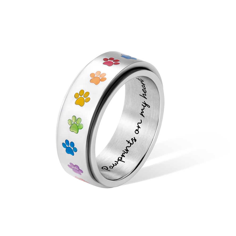 Custom Rainbow Paw Print Spinner Ring - SAOROPHO