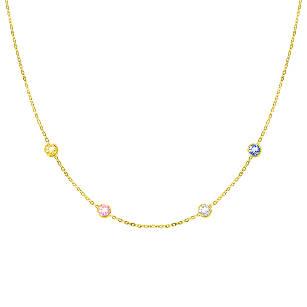 Custom Spaced Birthstone Charm Necklace - SAOROPHO