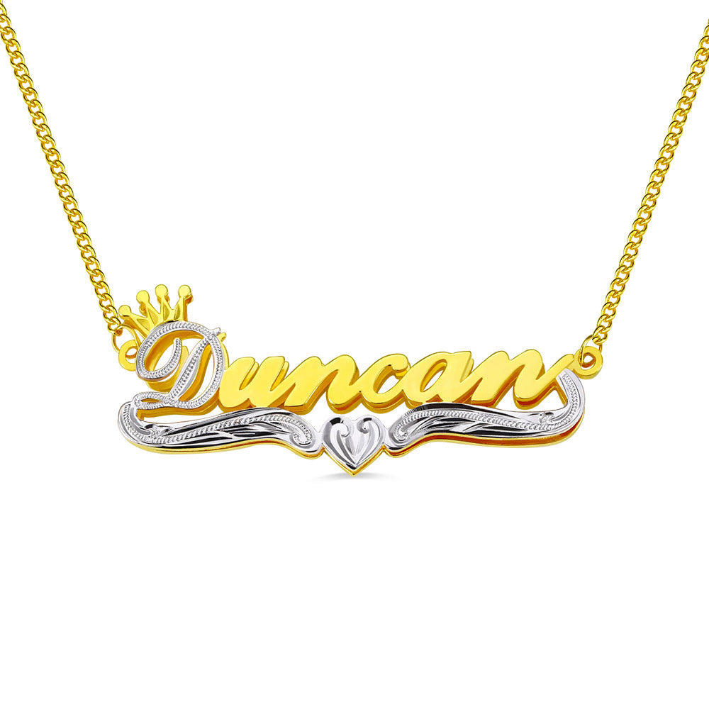 Personalized Double Plate Name Necklace in Gold - SAOROPHO