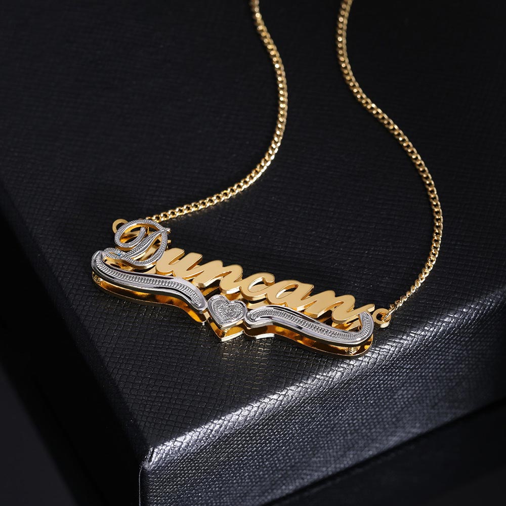 Double Plate Name Necklace in Gold - SAOROPHO