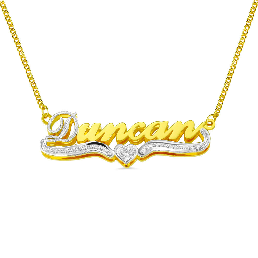 Double Plate Name Necklace in Gold - SAOROPHO