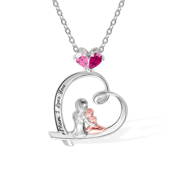 Personalized Birthstone Heart Necklace Sterling Silver 925 - SAOROPHO