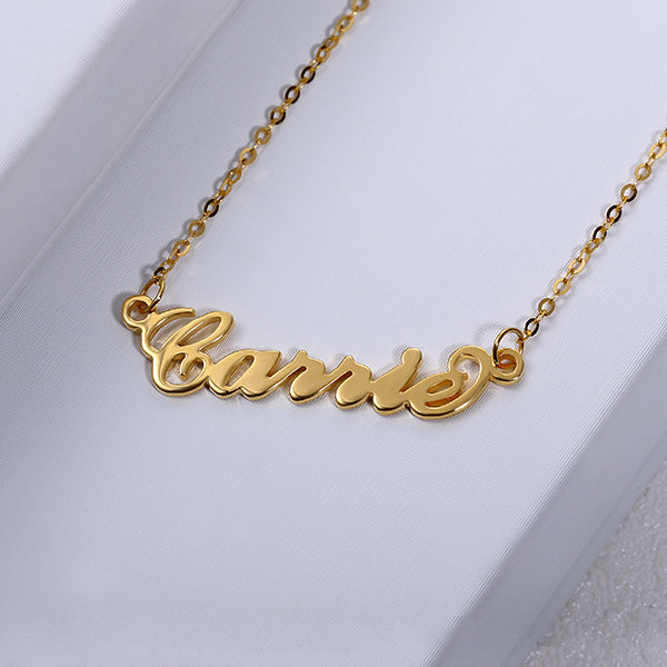 Personalized Carrie Name Necklace Solid Gold 10K/14k/18K - SAOROPHO