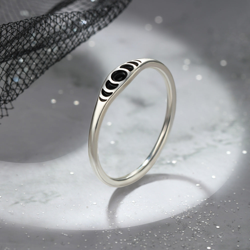 Moon Simple Phase Ring Silver Ring - SAOROPHO
