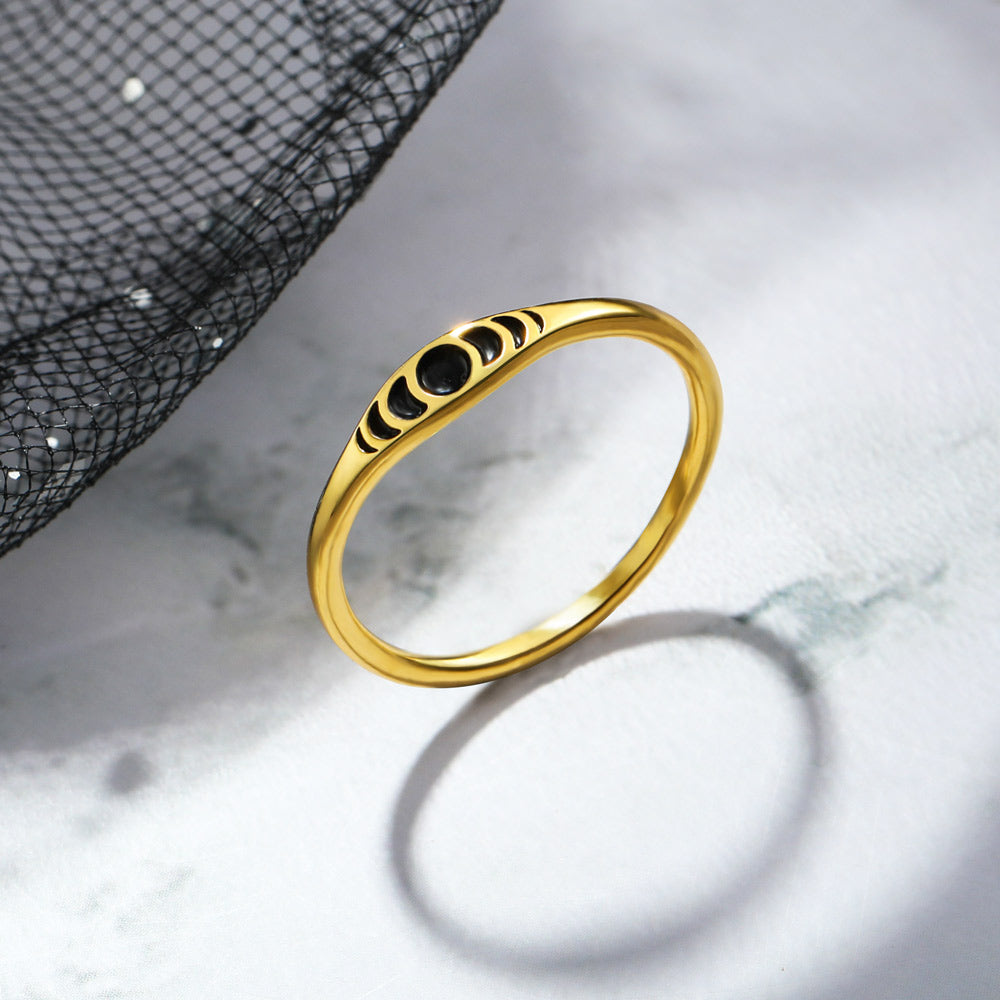 Moon Simple Phase Ring Silver Ring - SAOROPHO