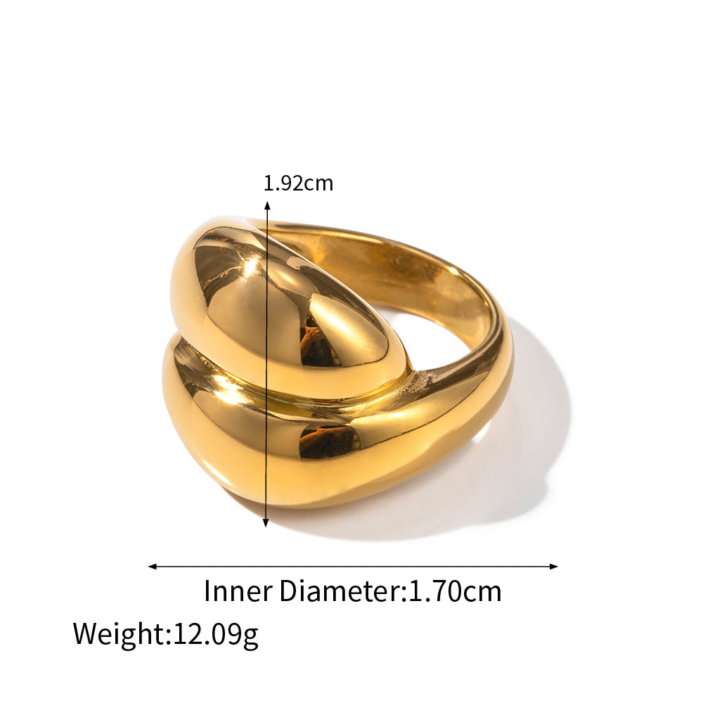 18K gold trendy exaggerated love-shaped design simple style ring - SAOROPHO