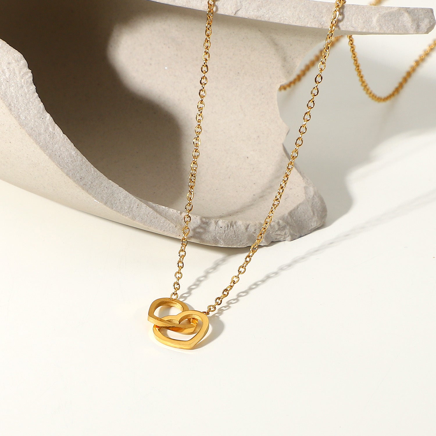 Hot Sale 18K Gold Double Heart Necklace - SAOROPHO