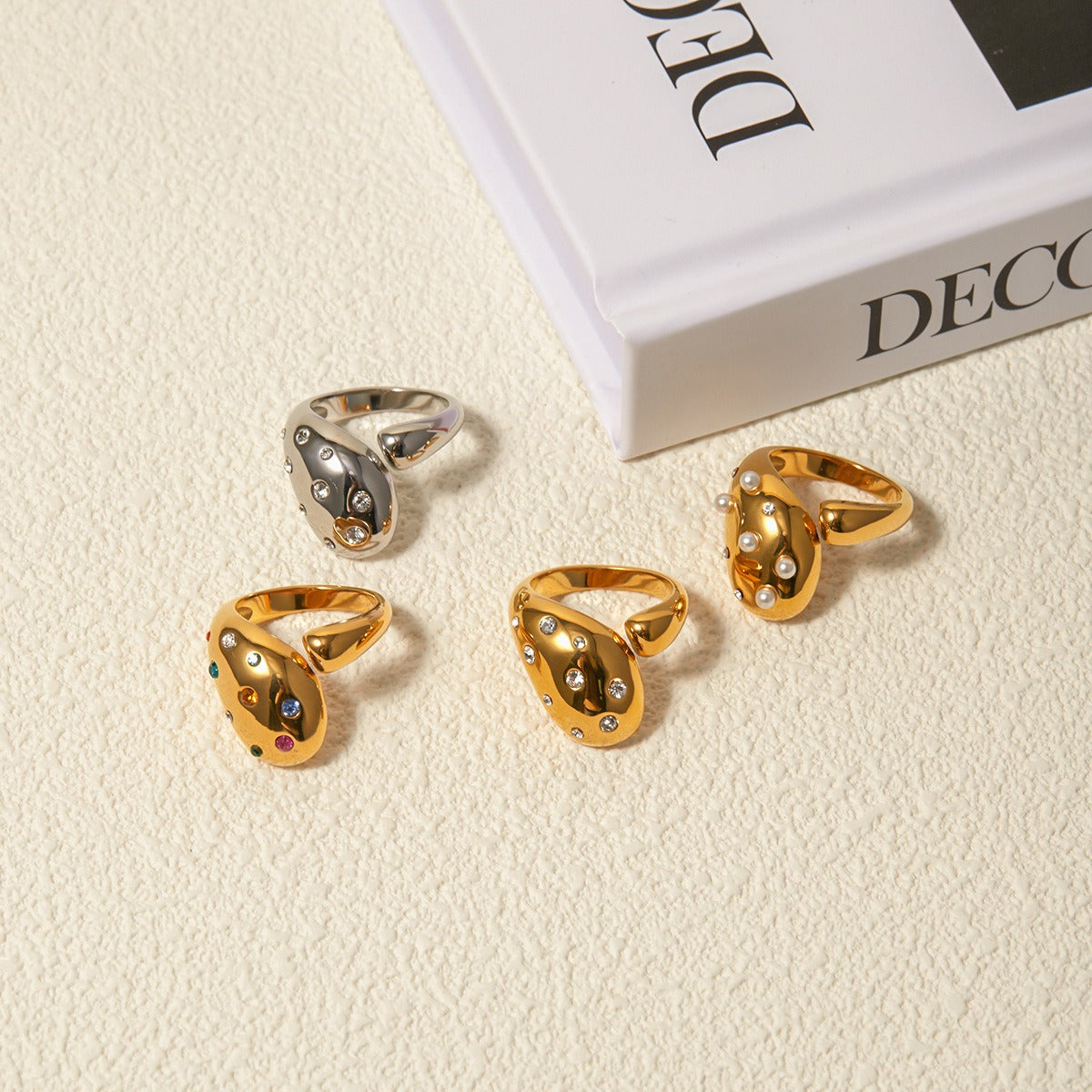 18K gold noble geometric diamond design open ring - SAOROPHO