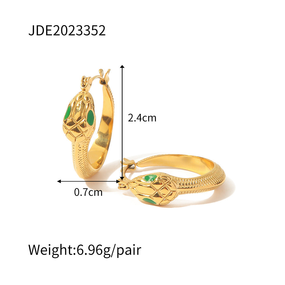 18K Gold Inlaid Snake Earrings - SAOROPHO