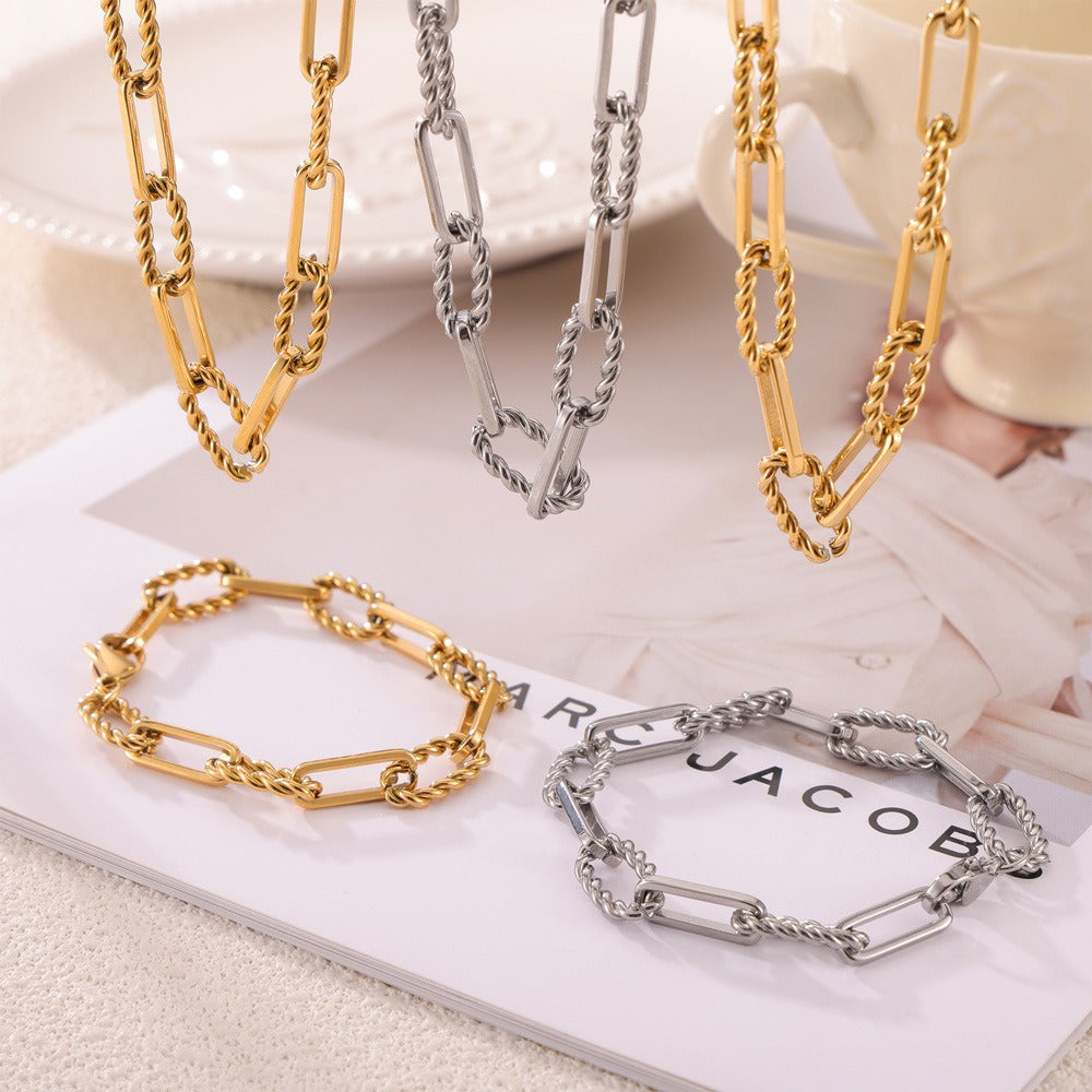 Necklace & Bracelet  with Hip-Hop Style
