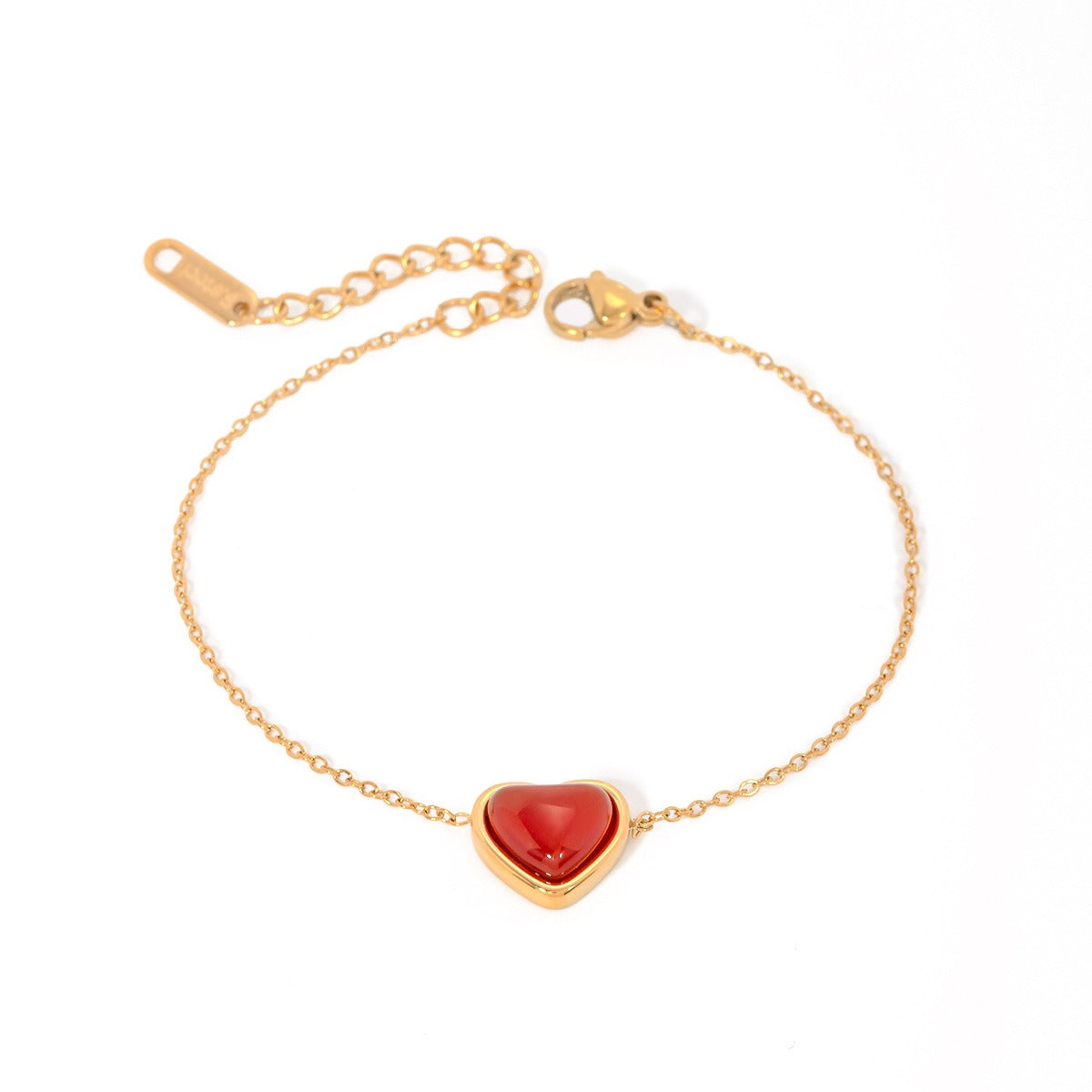 18K gold light luxury and noble love inlaid red agate design bracelet - SAOROPHO