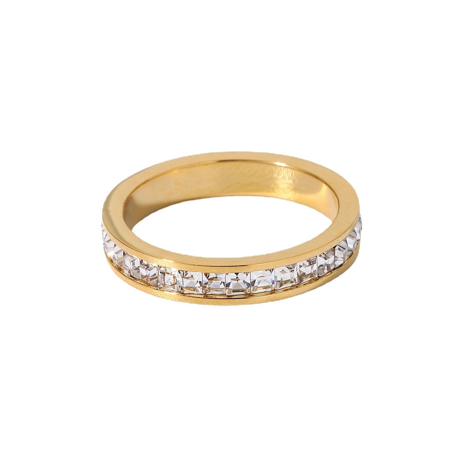 18K gold exquisite and dazzling single circle inlaid zircon design ring - SAOROPHO