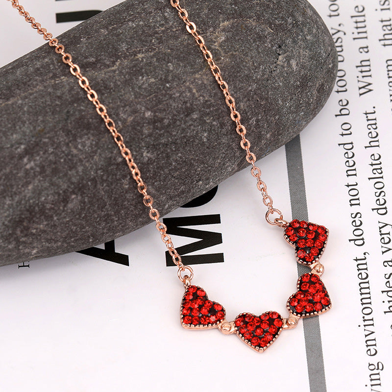 Noble and luxurious four-leaf clover paired with a heart studded with diamonds, a two-wear design necklace - SAOROPHO