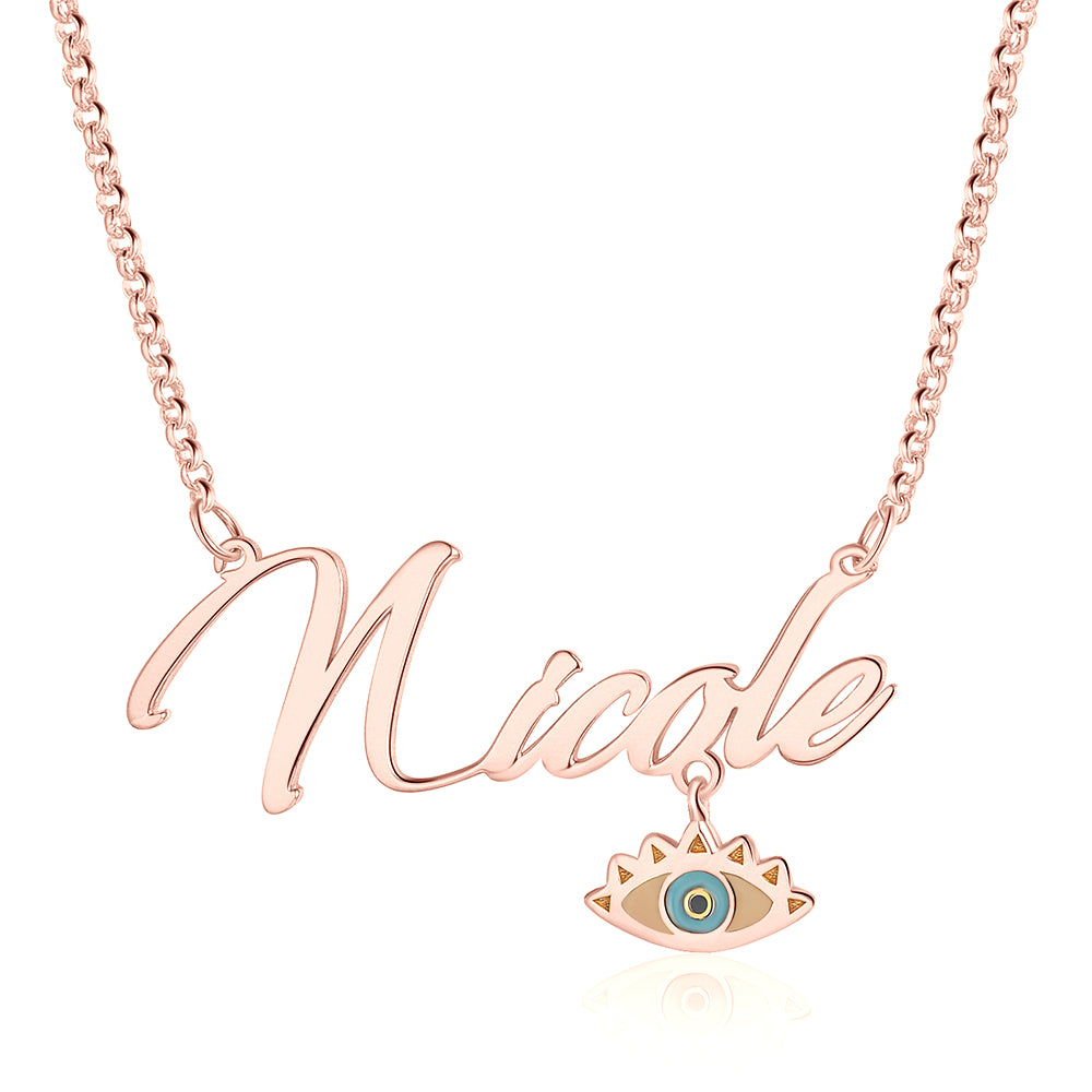 Copper 18K Evil Eye Name Necklace - SAOROPHO