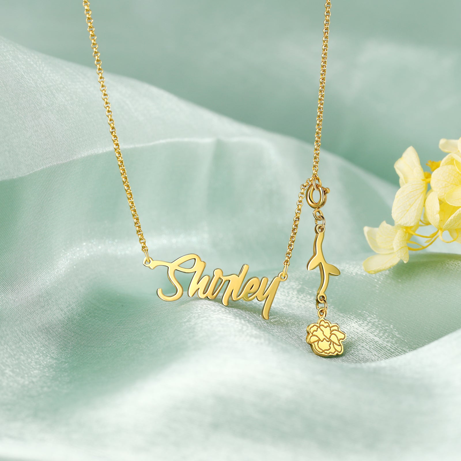 925 Sterling Silver Custom Birthflower Necklace - SAOROPHO