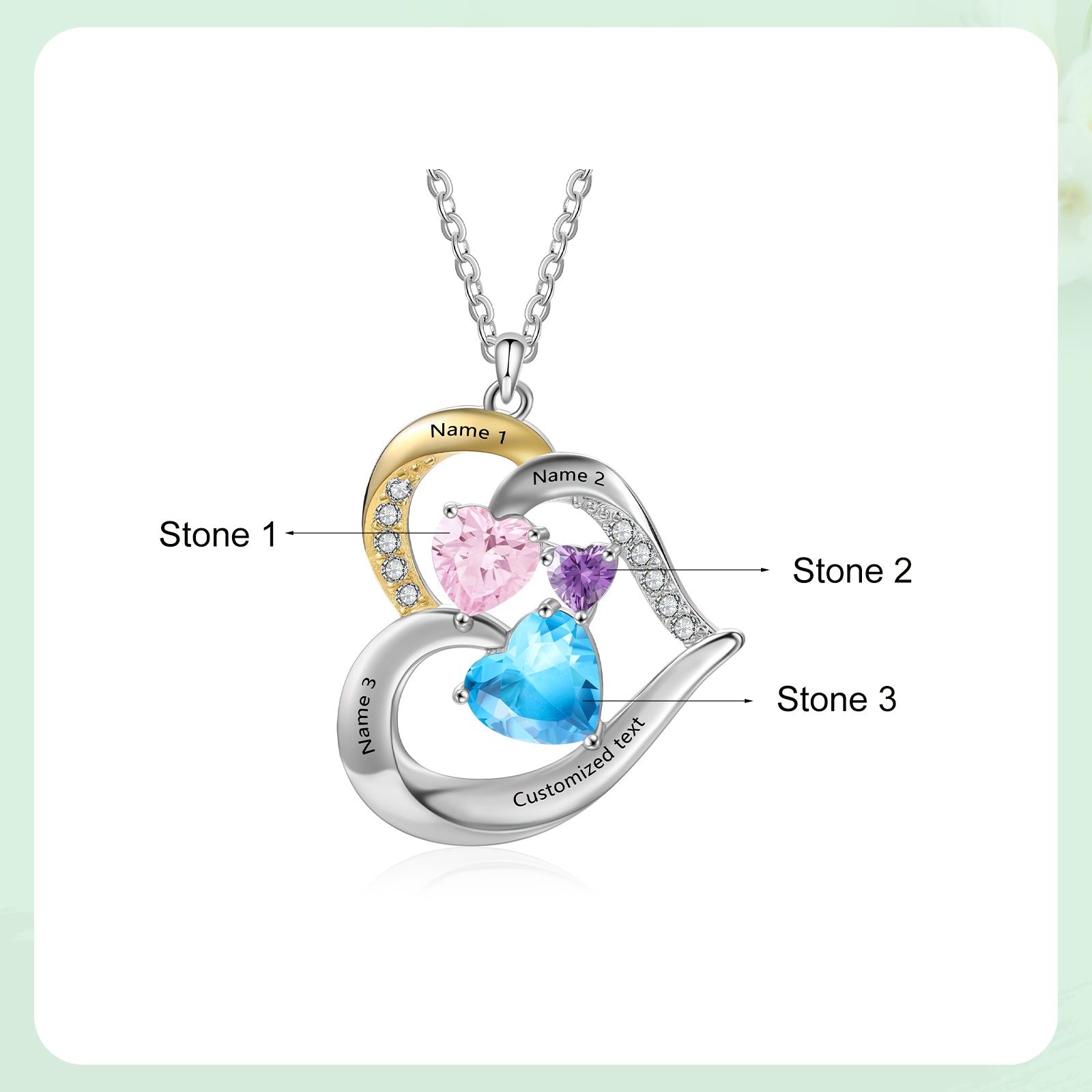 925 Sterling Silver Custom Birthstone Necklace - SAOROPHO