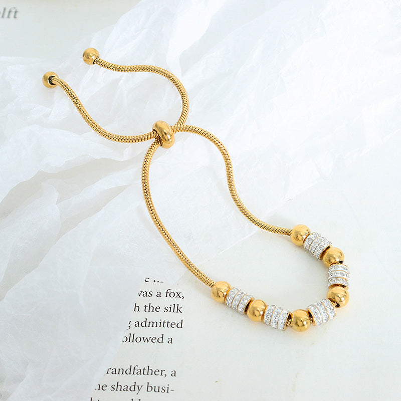 18K gold light luxury noble round beads and diamond-encrusted design bracelets - SAOROPHO