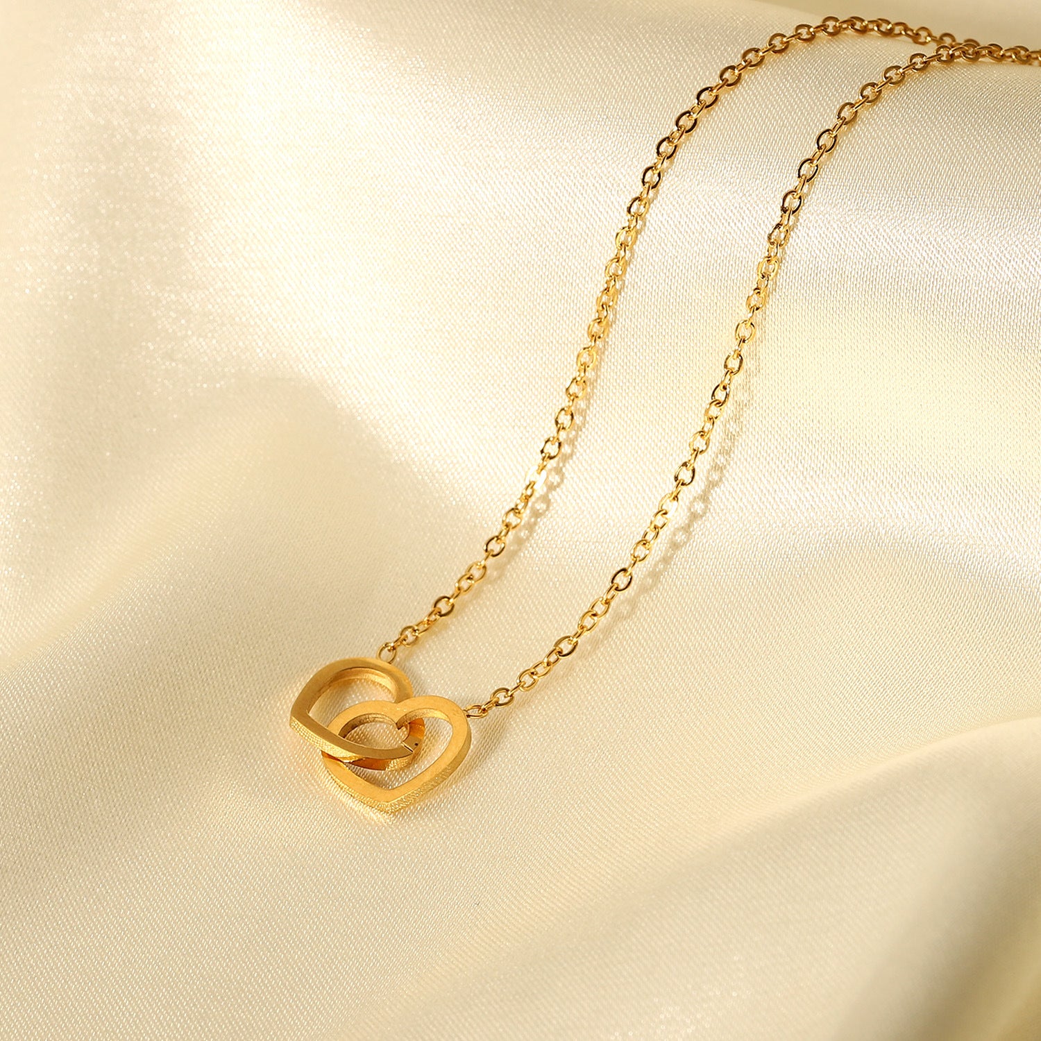 Hot Sale 18K Gold Double Heart Necklace - SAOROPHO