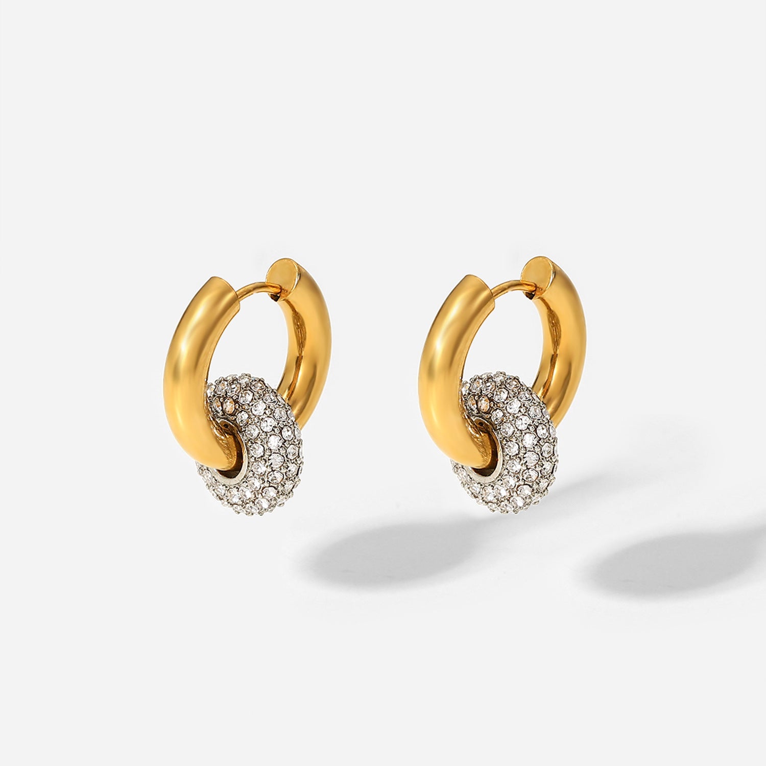 Zircon Hoop Drop Earrings 18K Gold Earrings - SAOROPHO