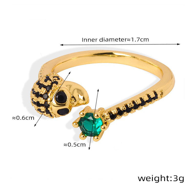 18K gold hip-hop punk style irregular-shaped gem-set design versatile ring - SAOROPHO
