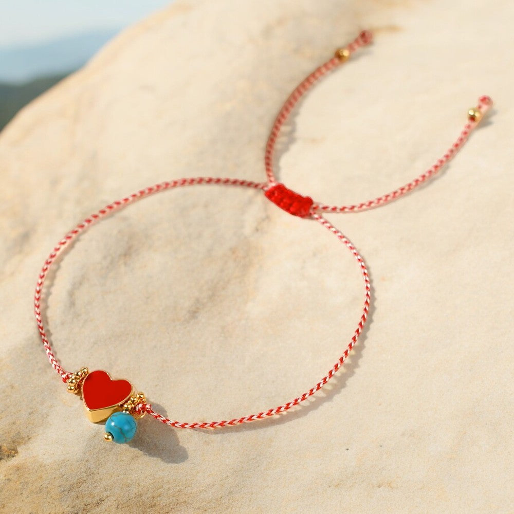 Metal red heart bracelet